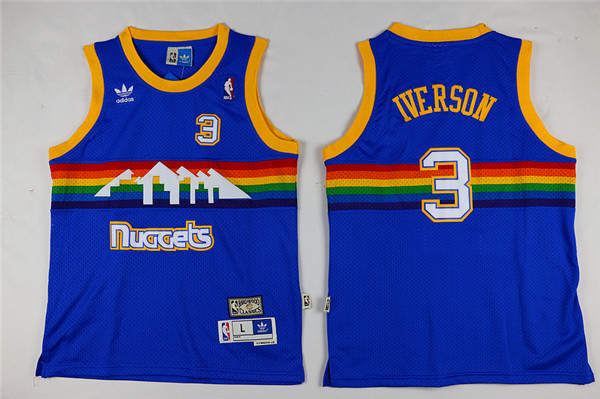Youth Denver Nuggets Adidas #3 Iverson blue NBA Jersey->->Youth Jersey